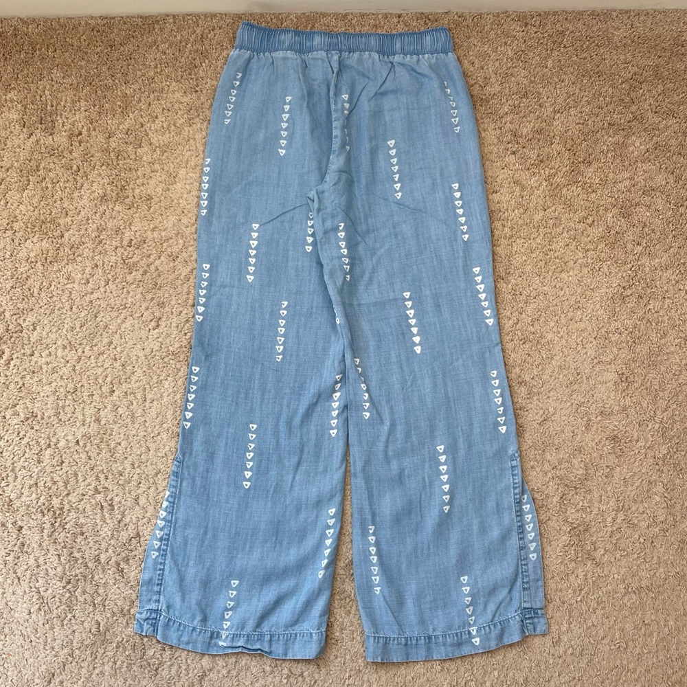 Anthropologie Cloth & Stone Chambray Wide-Leg Split Hem Pull-On Pants Size Small - Picture 4 of 16